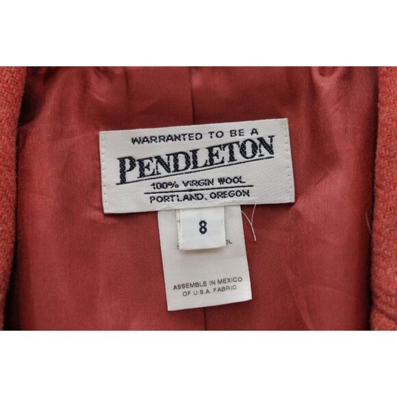 Pendleton Blazer Jacket Size 8 Lambswool Coral Peach Business Classic Preppy USA - Picture 12 of 13